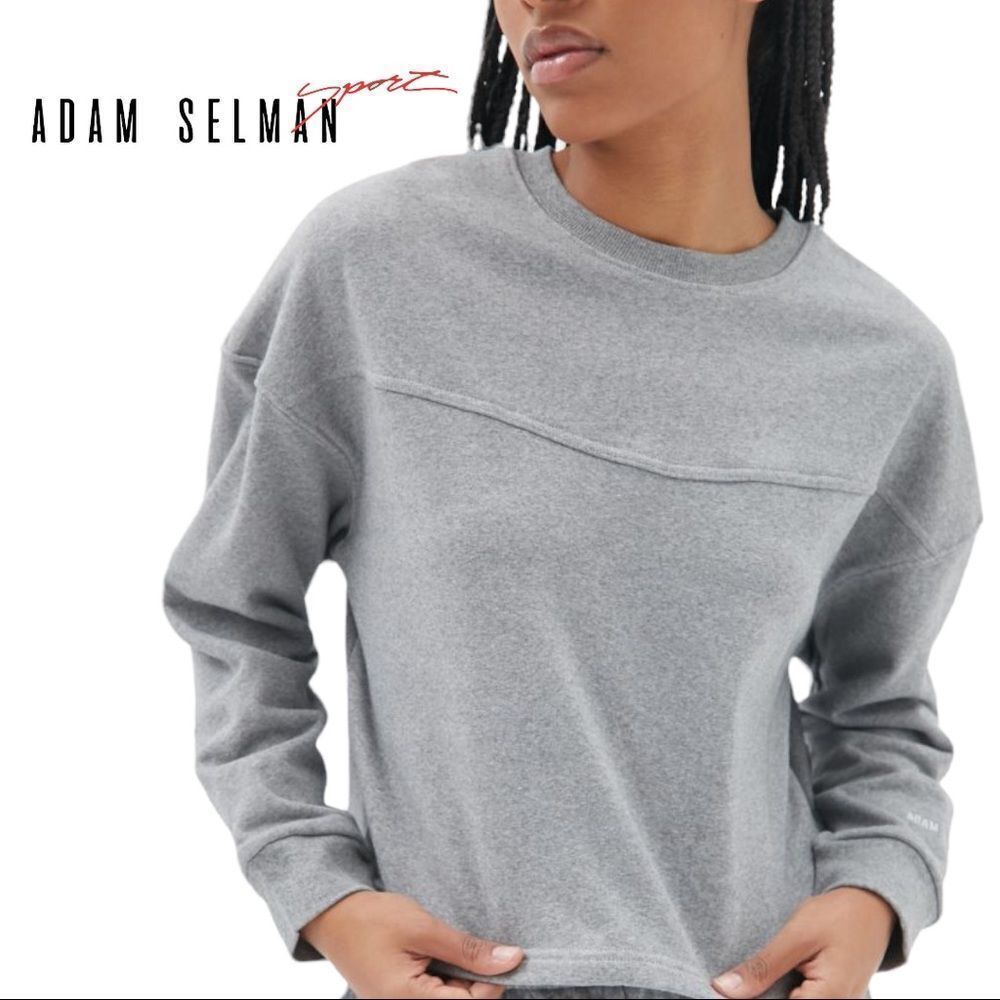 NEW Adam Selman Sport Grey Boxy Pullover Sweatshirt L
